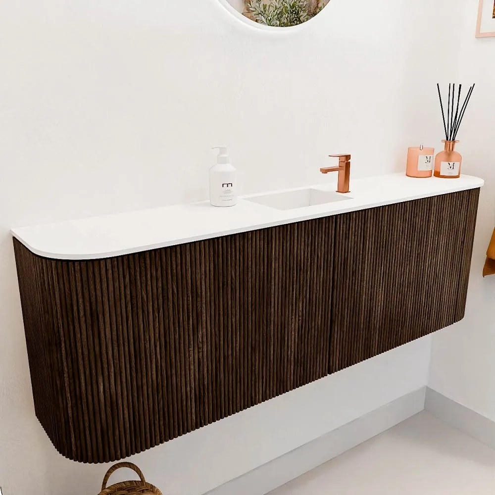 Mondiaz Joya 125cm toiletmeubel ronding links/rechts walnut met wastafel faye midden 1 kraangat talc