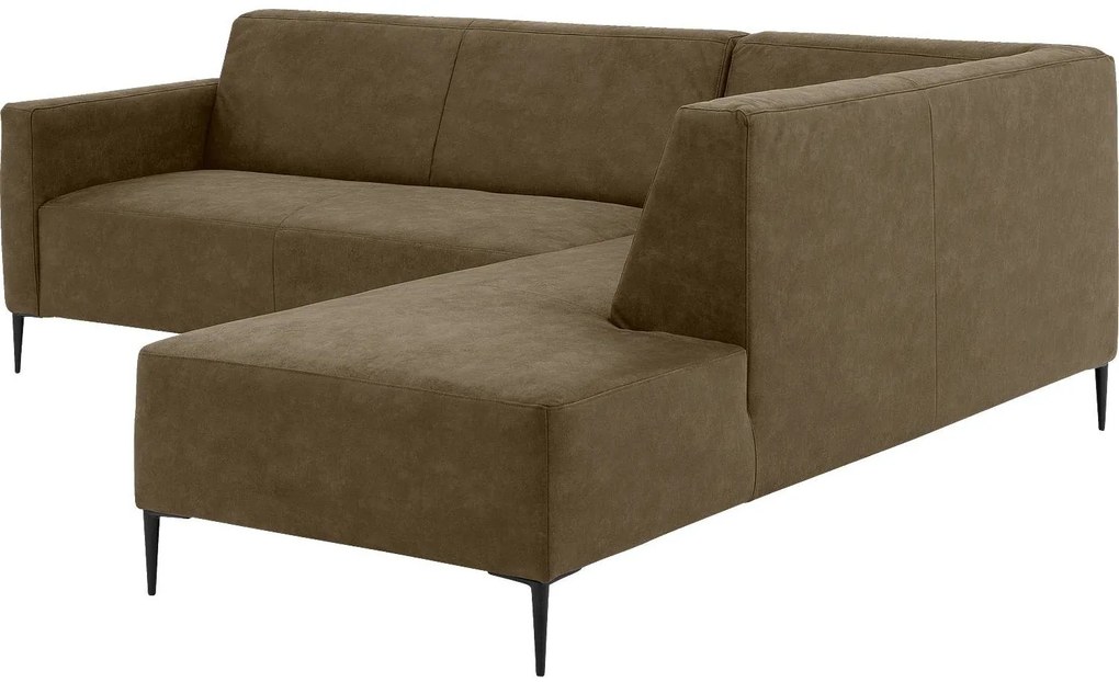 Goossens  Key West groen, micro leer, 2,5-zits, modern design met ligelement rechts