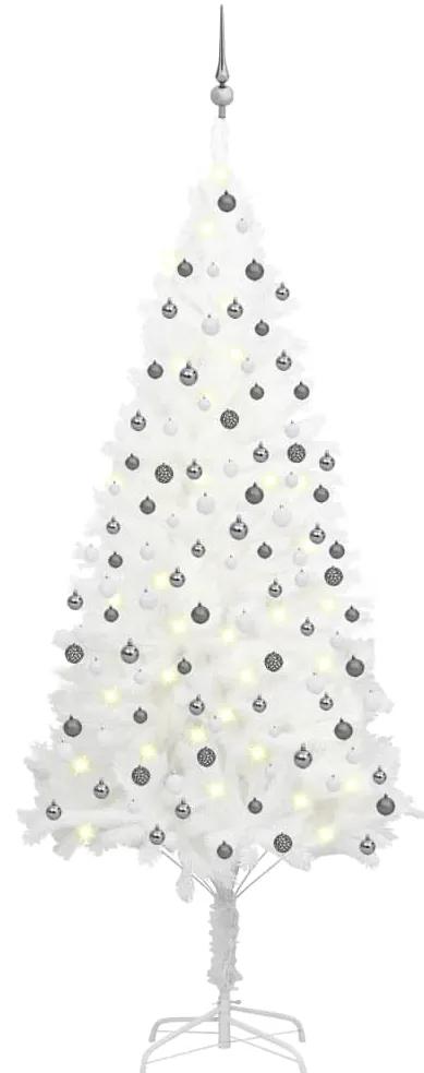 vidaXL Kunstkerstboom met LED's en kerstballen 210 cm wit