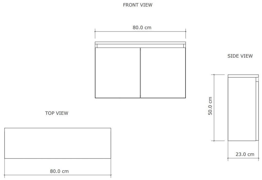 Gliss Design Echo toiletmeubel 80cm castle eiken met toppaneel wit mat