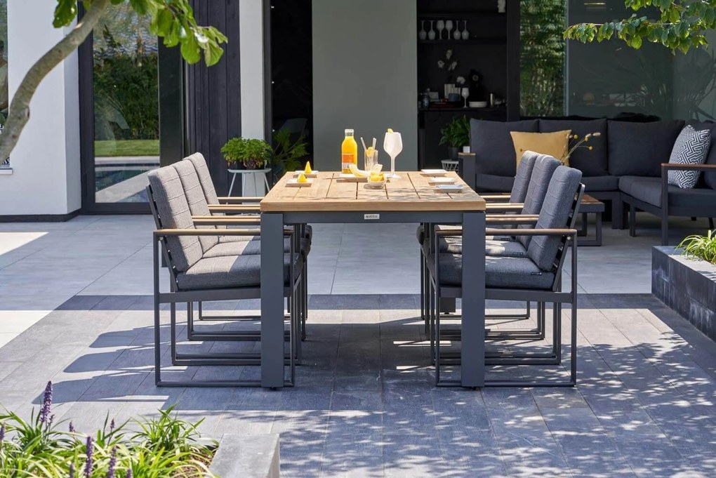Tuinset 6 personen 230 cm Aluminium/wicker Grijs Santika Furniture Santika
