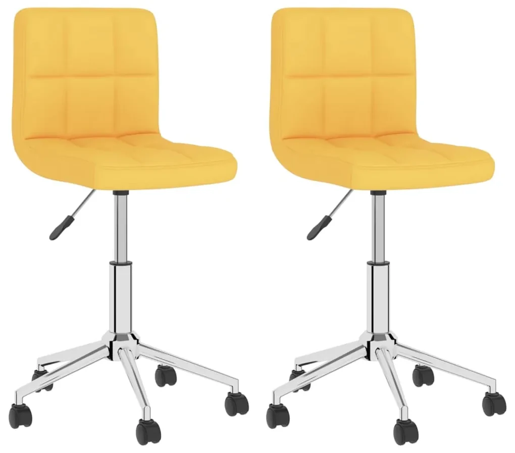 vidaXL Eetkamerstoelen 2 st draaibaar stof mosterdgeel