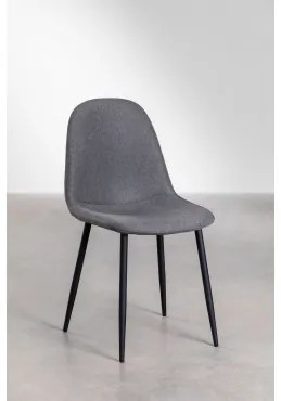Pak 4 Glamm-eetkamerstoelen In Zwart & Linnen Grijs – Antraciet & Lino - Sklum