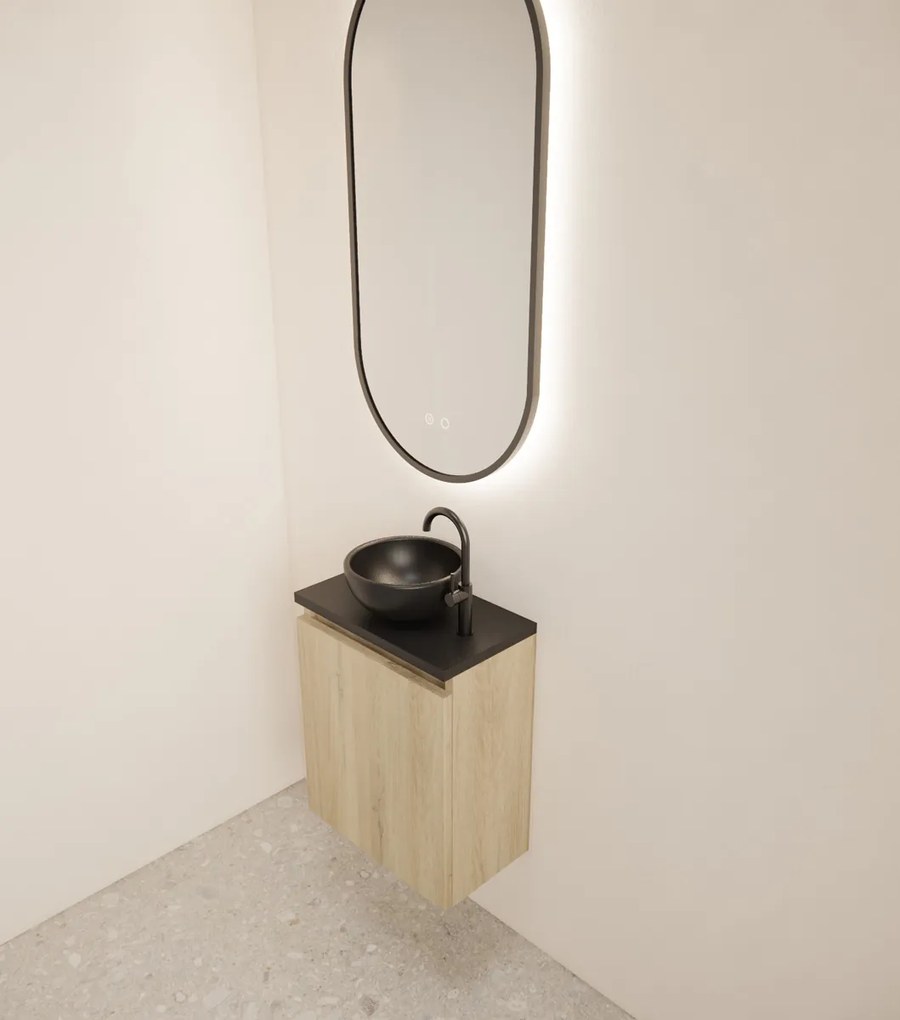Gliss Design Echo toiletmeubel 40cm evoke eiken met toppaneel zwart mat