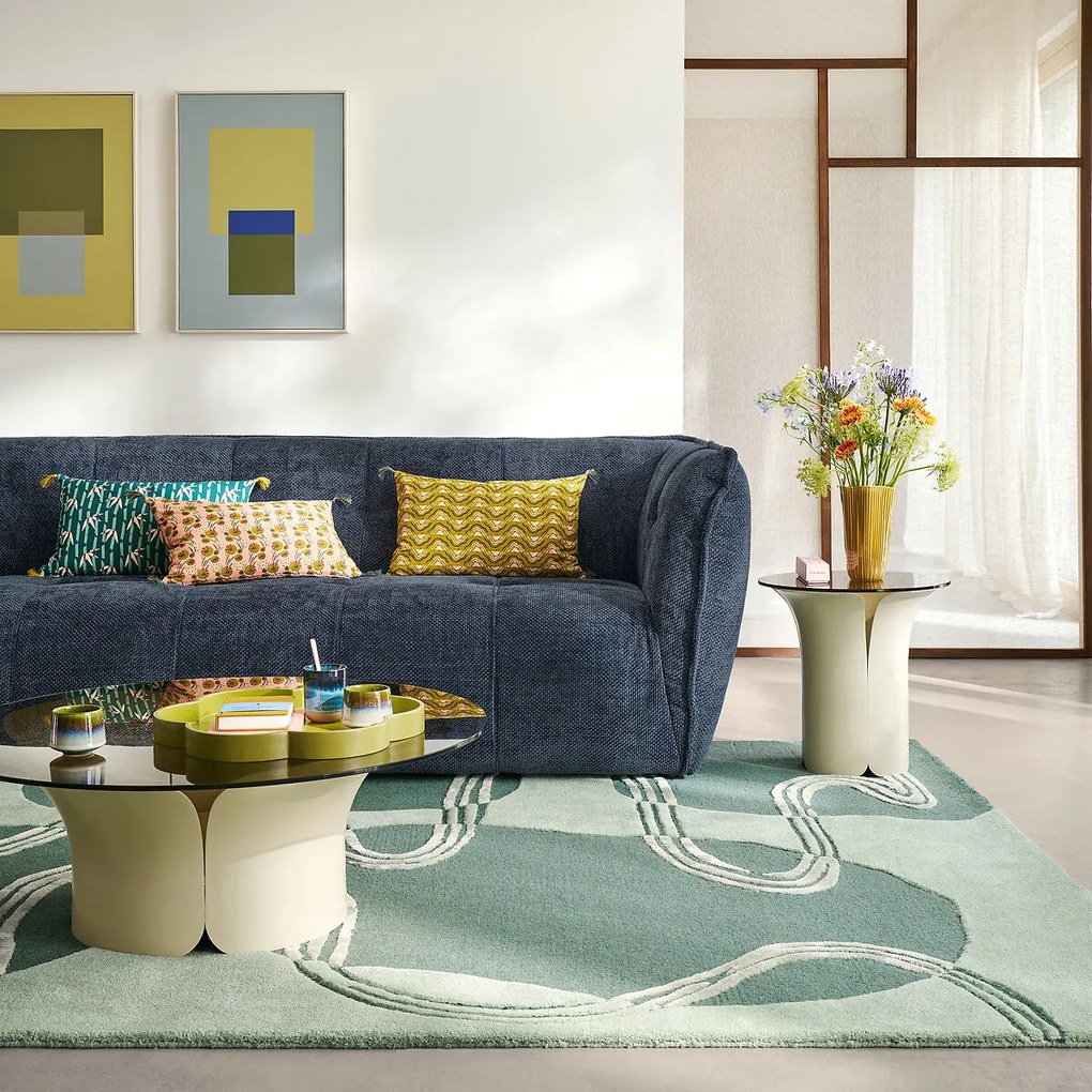 Bijzettafel, staal en rookglas, Tessen