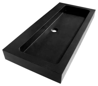 Black Spirit meubelwastafel 100cm 1 wasbak 2 kraangaten natuursteen zwart 2383