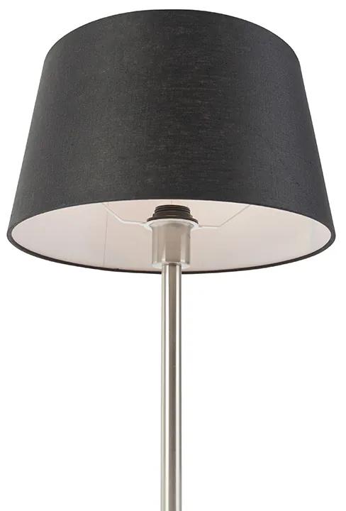 Stoffen Moderne tafellamp staal met zwarte kap 35 cm - Simplo Modern E27 rond Binnenverlichting Lamp