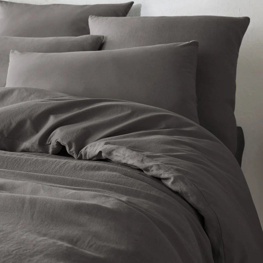 Dubbelzijdige kussensloop in gewassen linnen en gewassen katoen, Annaba