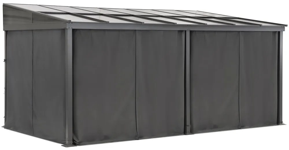 Aluminium terrasoverkapping 4 x 6 m Tarragona met Garden Point gordijnen antraciet