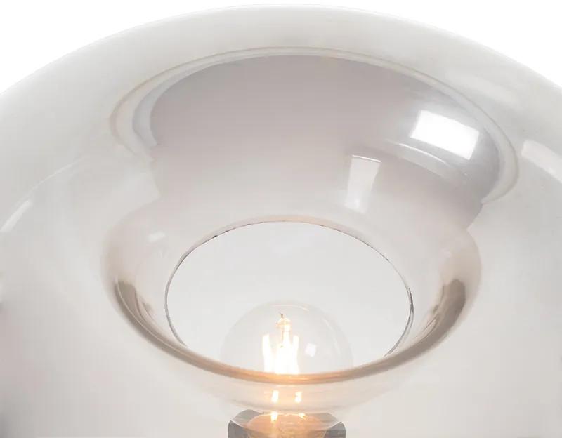 Art Deco vloerlamp zwart met smoke glas - Busa Art Deco E27 Binnenverlichting Lamp
