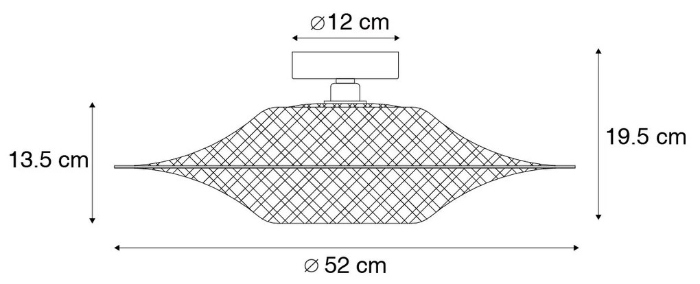 Oosterse buiten plafondlamp bamboe 50 cm IP44 - RinaOosters E27 IP44 Buitenverlichting rond