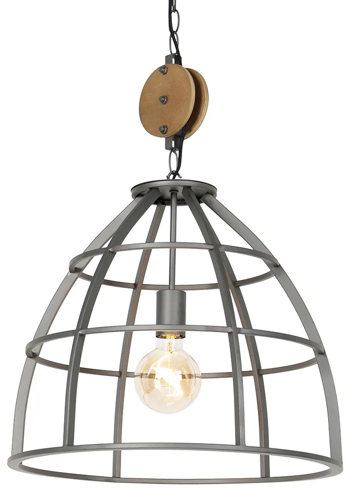 Industriële hanglamp donkergrijs met hout 47 cm - Arthur