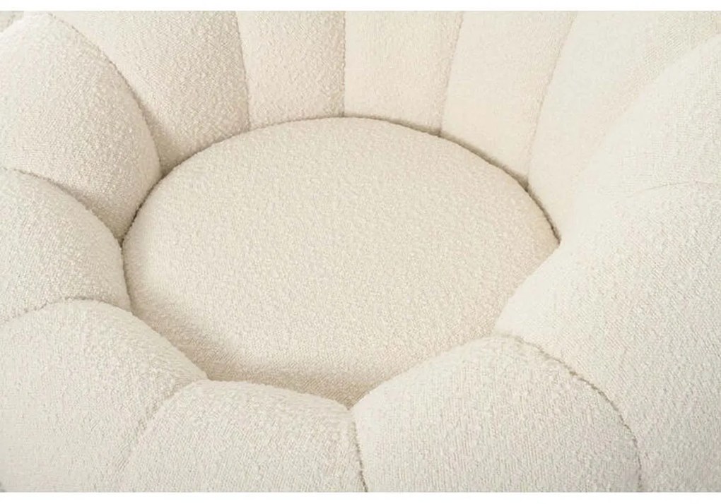 Kare Design Peppo Bloom Ronde Fauteuil Draaibaar Wit Boucle