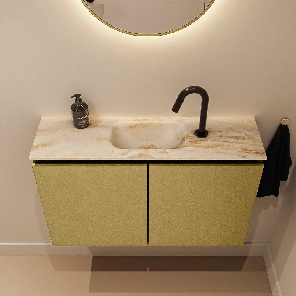 Mondiaz Ture DLux toiletmeubel 80cm oro met wastafel frappe midden met kraangat