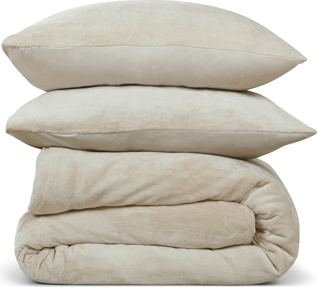 Dekbedovertrek Flanel Fleece – 100% zacht materiaal – 140×220 – licht beige
