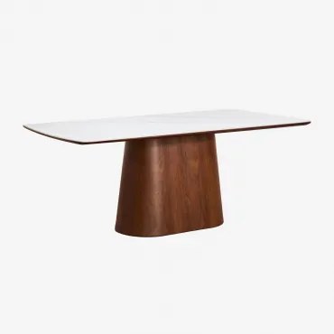 Rectangulaire Eettafel 200x100 Cm In Aura Hout Keramiek & Walnootfineer - Sklum