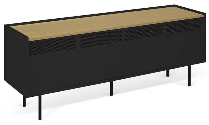 TemaHome Radio Zwart Tv-meubel Met Eiken Blad - 160x43x60cm.