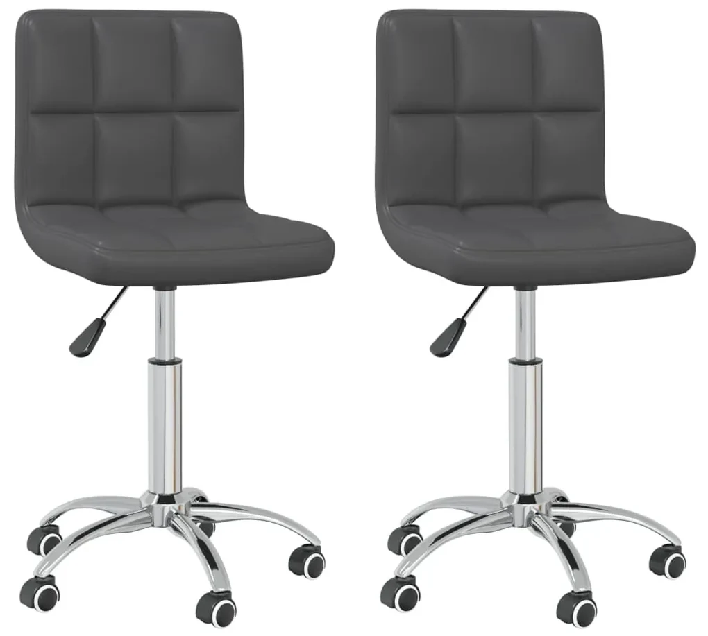 vidaXL Eetkamerstoelen draaibaar 2 st kunstleer grijs
