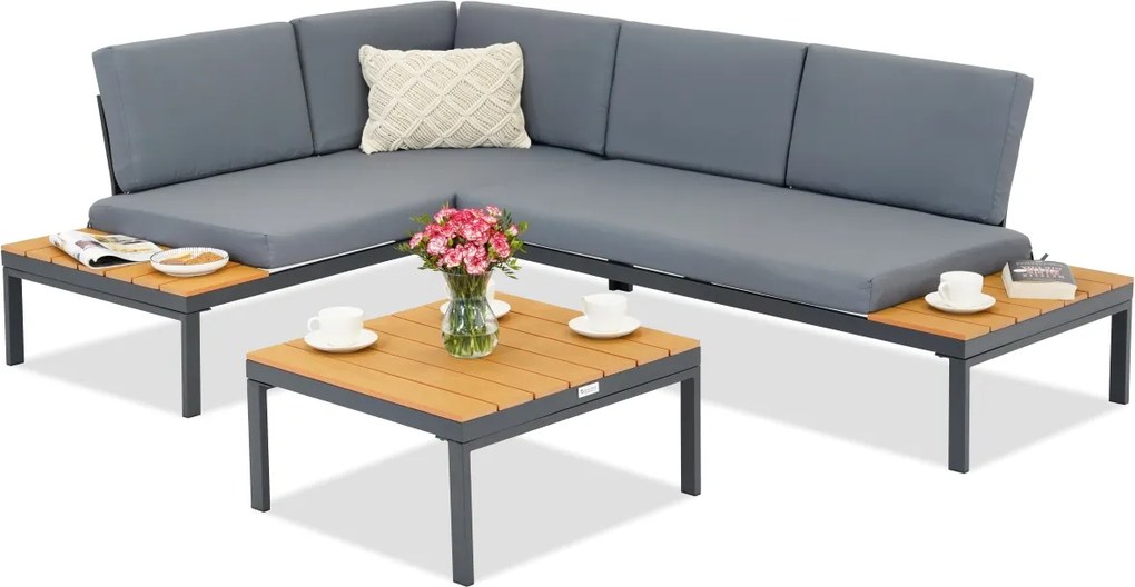 Antracietkleurige tuinhoekbank Abrantes Garden Point
