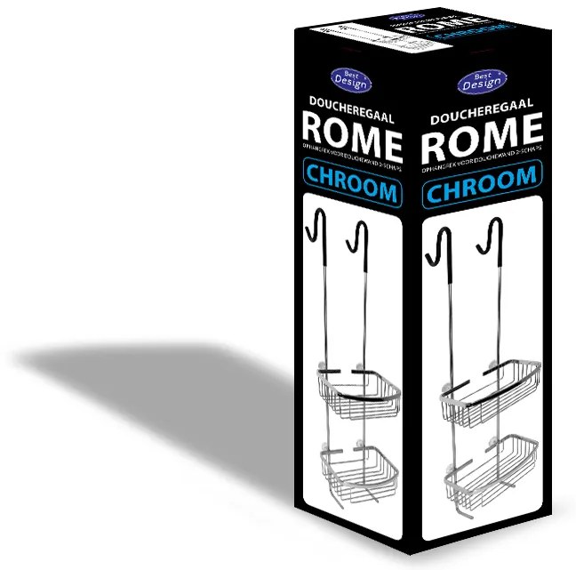 Best Design Rome Ophangrek voor douchewand 2-schaps chroom