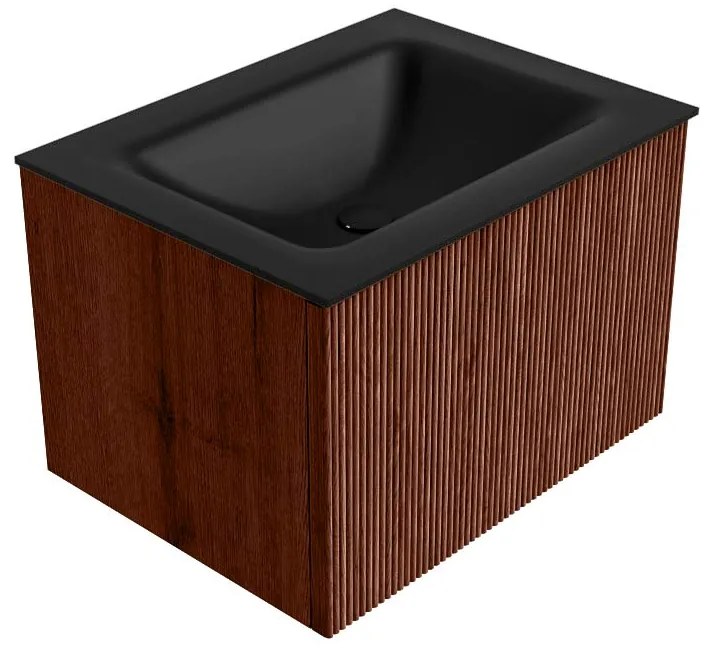 Mondiaz Kurve 60cm badmeubel ruby met 1 lade en wastafel cloud midden 1 kraangat urban