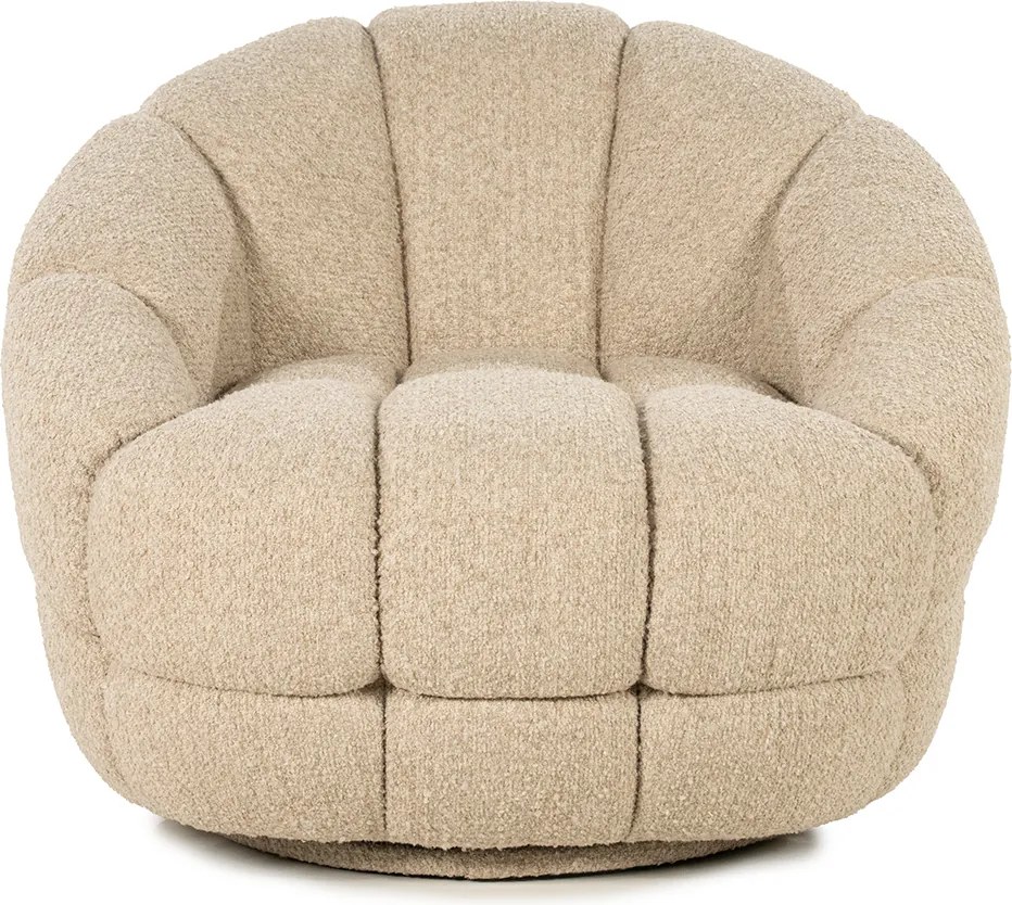 Ronde Fauteuil Draaibaar Boucle Beige