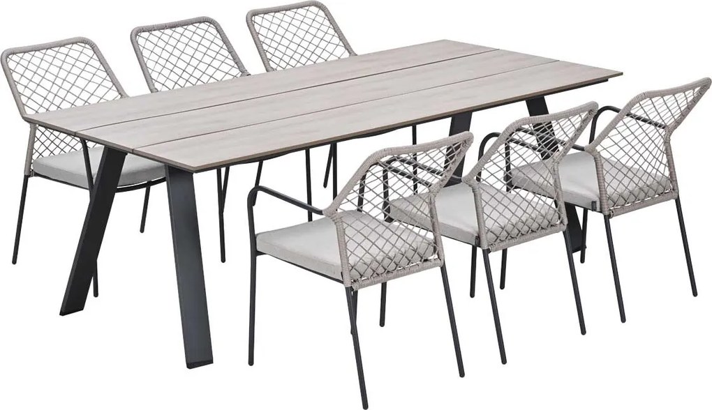 Garden Impressions Ross tuinset sand 7-delig - Braga tuintafel 220x100 cm