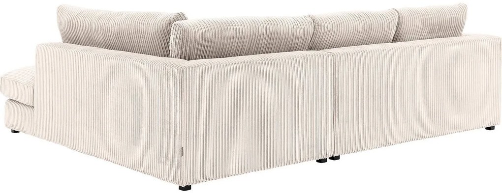 Goossens Bank Ravenia beige, stof, 2-zits, stijlvol landelijk met ligelement rechts