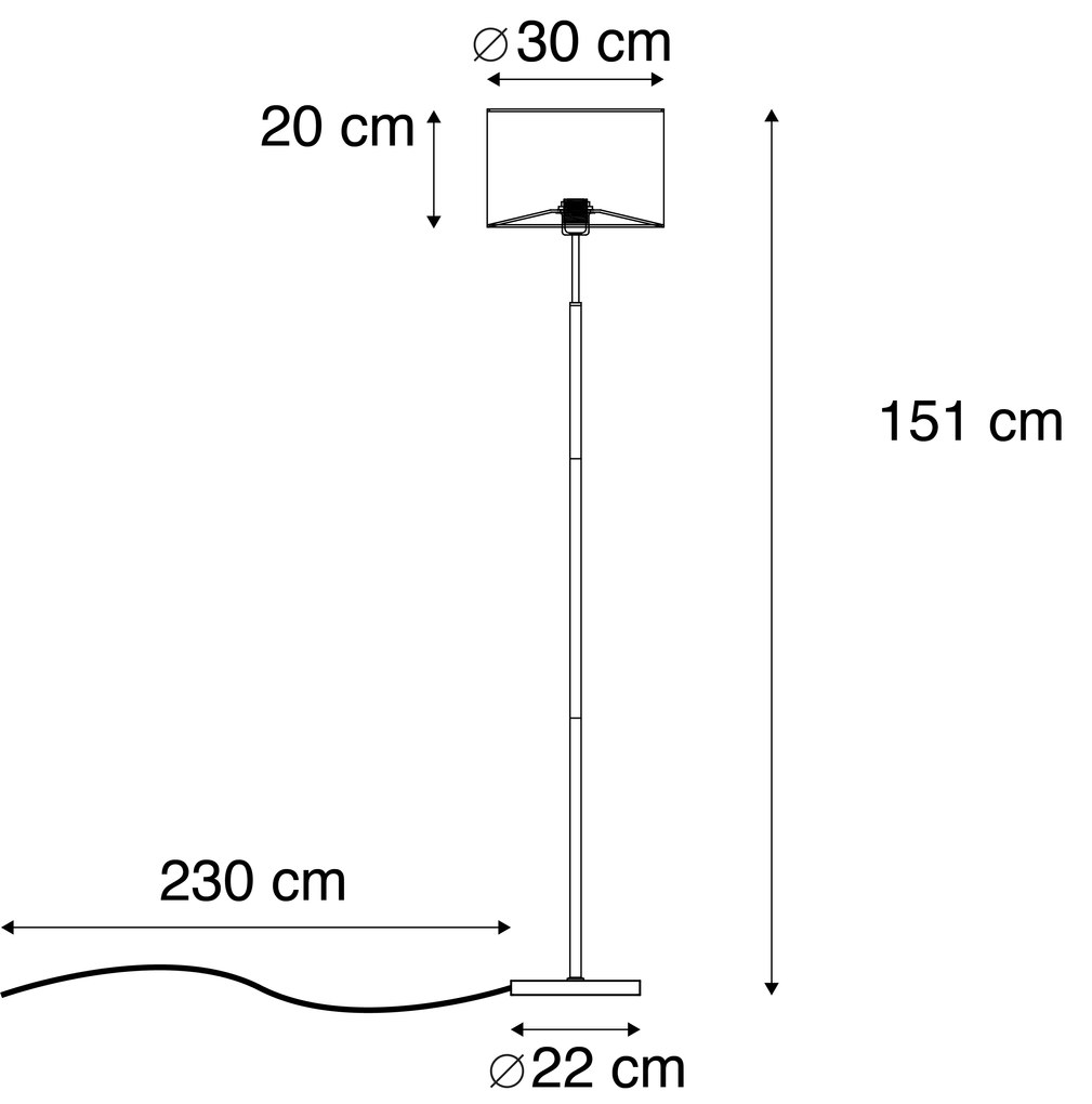 Moderne vloerlamp staal met witte kap - VT