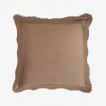 Vierkant Kussen 45x45 Cm Van Katoen Kovey Beige Tapioca - Bruine Praliné - Sklum