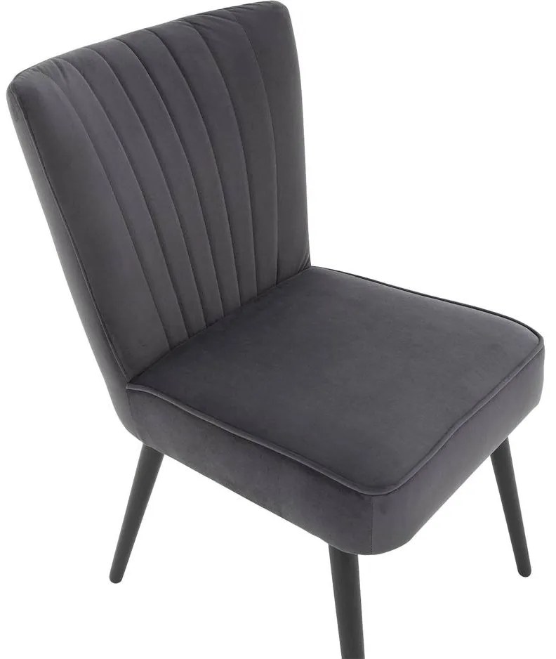 Goossens Eetkamerstoel Rob antraciet velvet stof leuning, urban industrieel