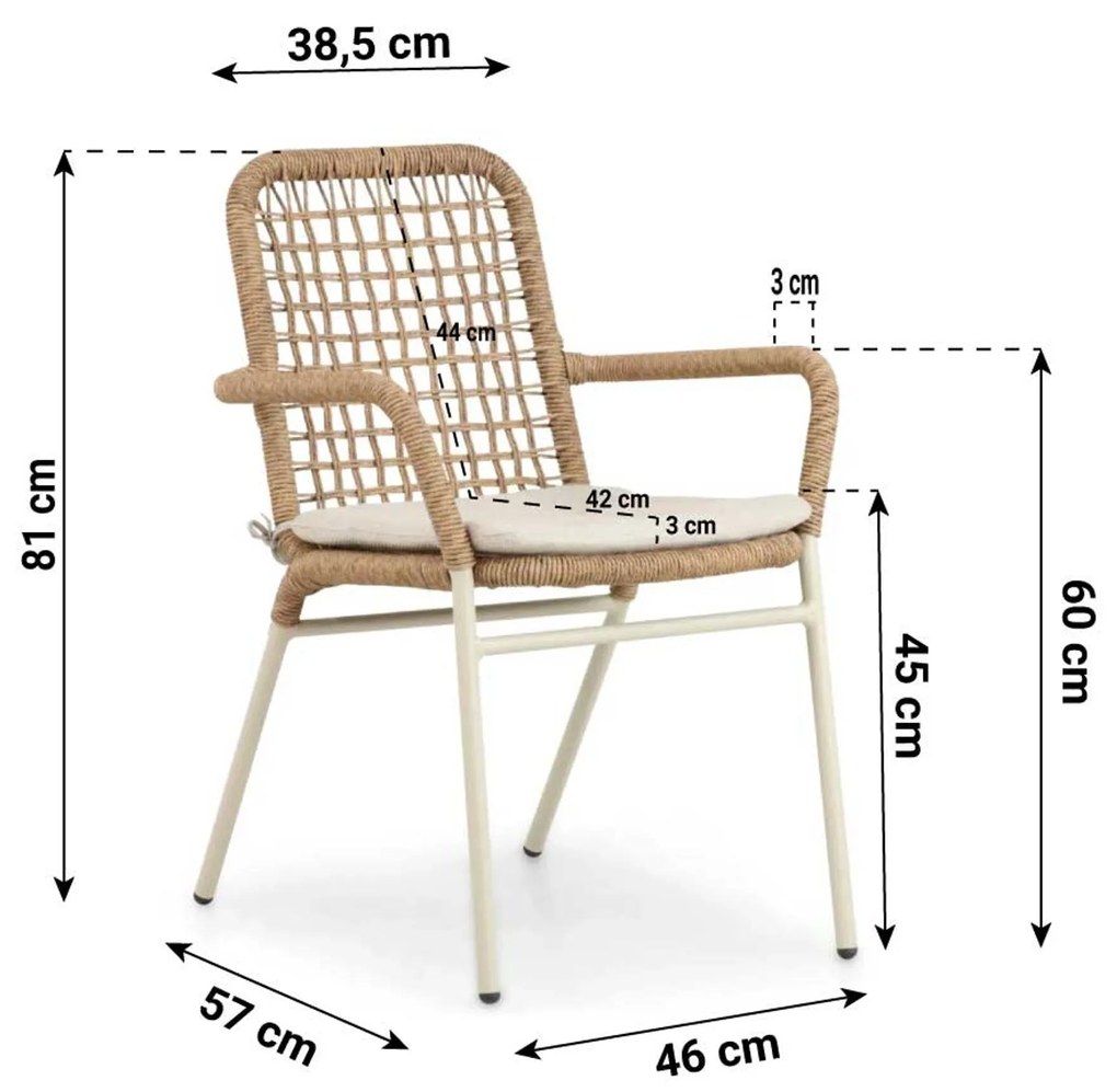 Tuinset 4 personen 120 cm Aluminium/rope Taupe Lifestyle Garden Furniture Catalone/Vienna