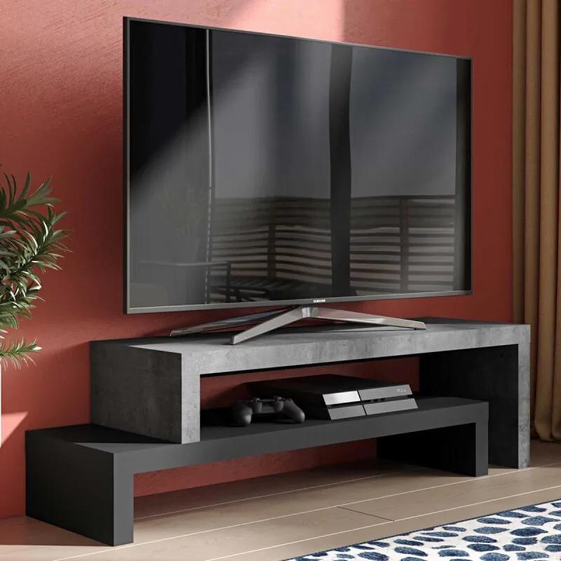 TV Meubel Tv-meubel Cliff - 125cm - Zwart; Grijs; Betonlook