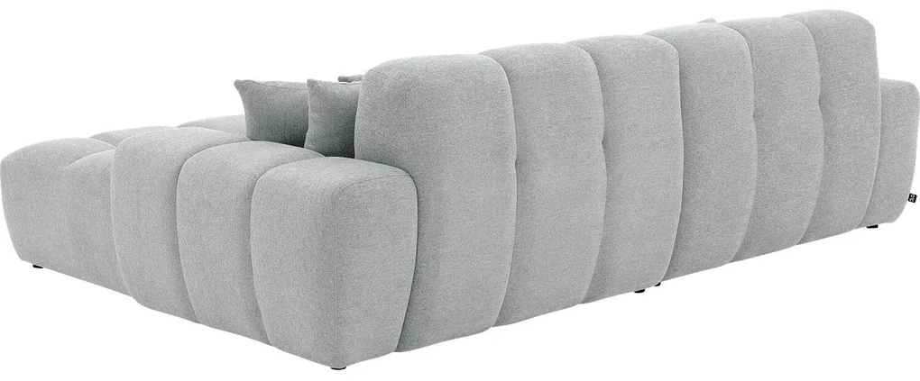 Goossens Excellent Bank Kubus - 40 X 40 Cm Stiksel lichtgrijs, stof, 1,5-zits, modern design met chaise longue rechts