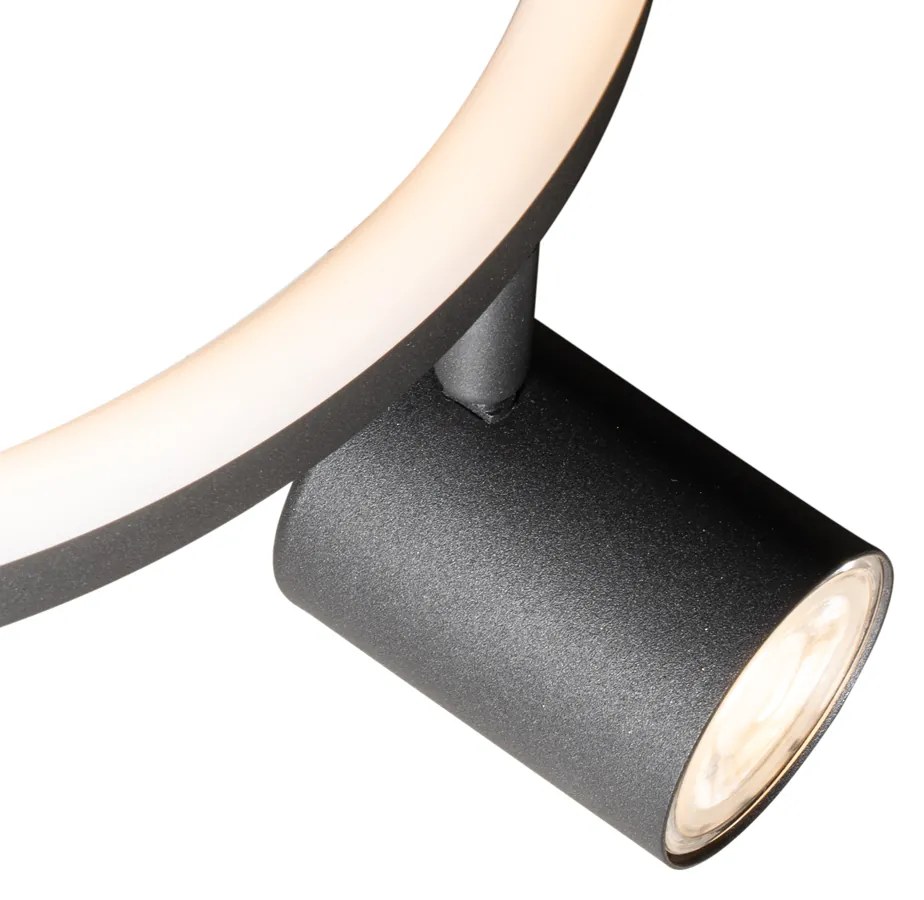 Plafondspot zwart GU10 50mm 3-lichts rond incl. backlight en 3-way switch - Back Up