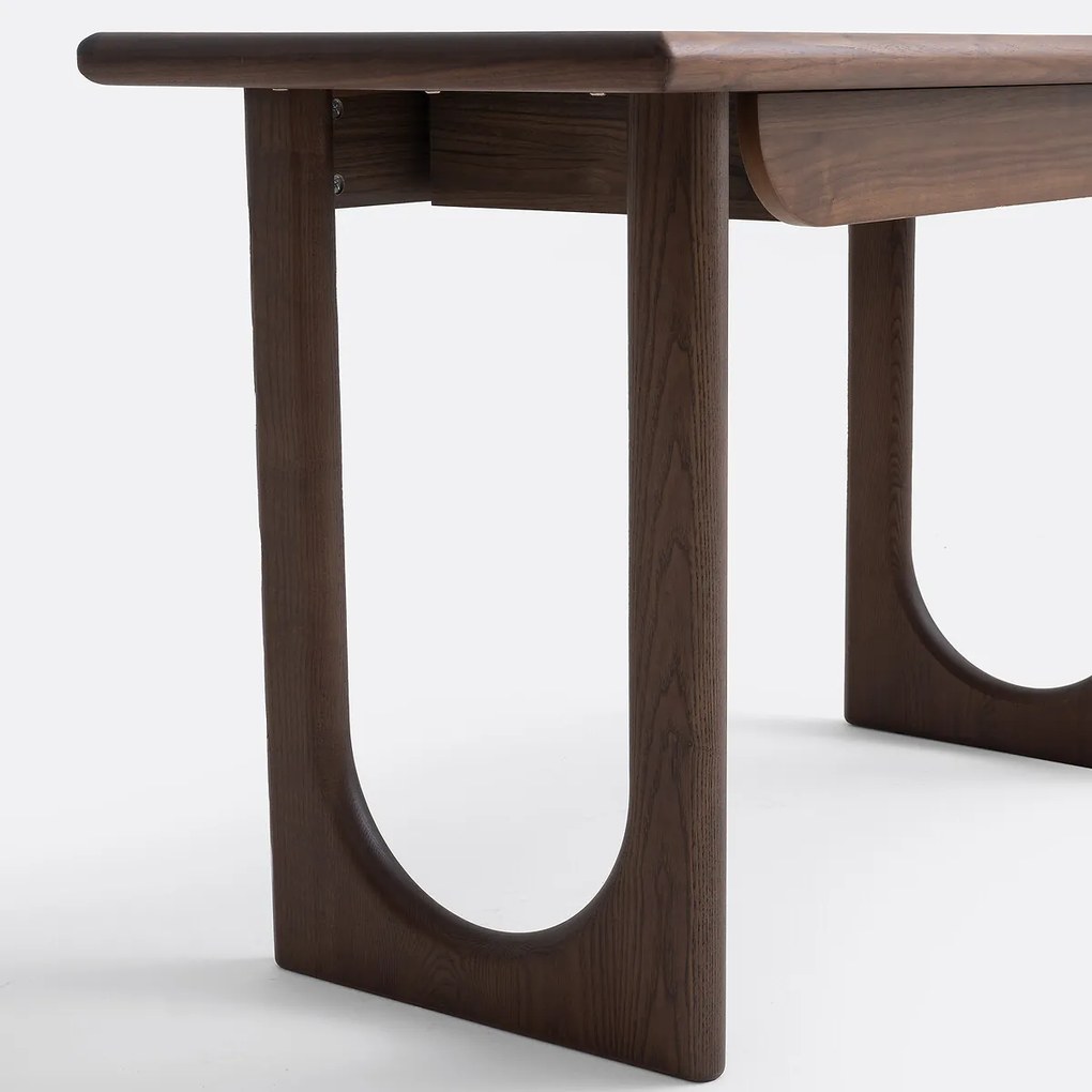 Bureau van massief essenhout en walnootfineer, 1 lade, DOUVE