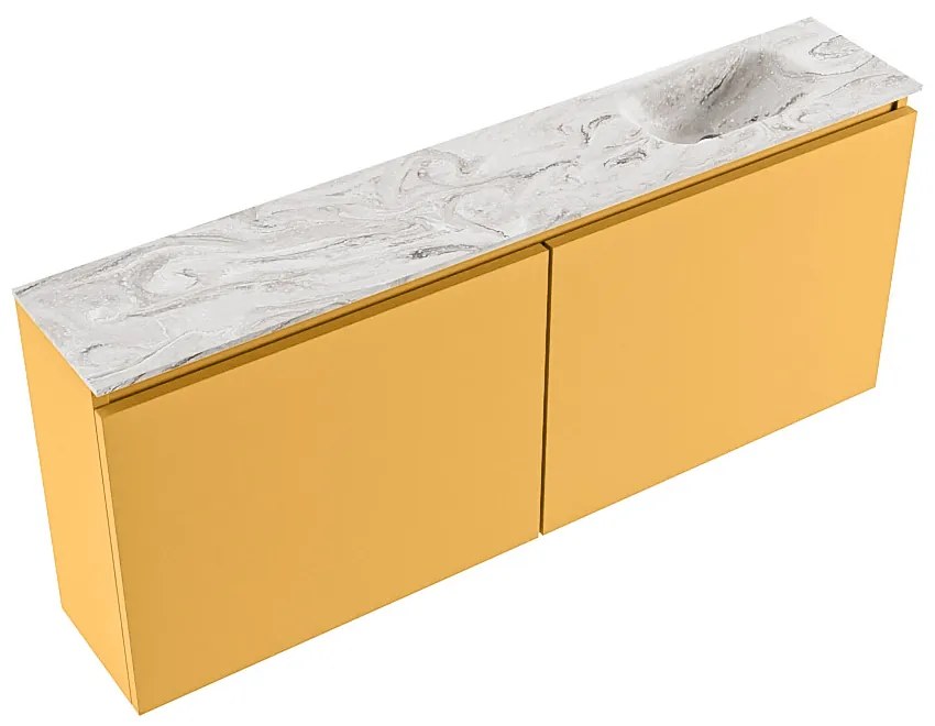 Mondiaz Ture DLux toiletmeubel 120cm ocher met wastafel glace rechts met kraangat