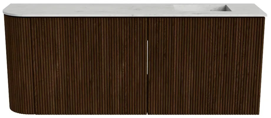 Mondiaz Joya DLux 100cm toiletmeubel ronding links walnut met wastafel faye rechts 1 kraangat opalo