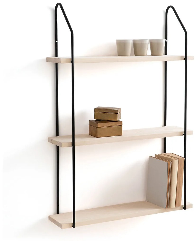 Driedubbel wandrek, grenen en metaal L65 cm, Vinto