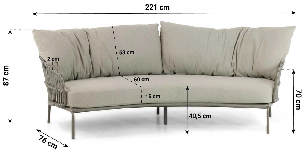 Stoel en Bank Loungeset 5 personen Aluminium/rope Taupe 4 Seasons Outdoor Capalbio