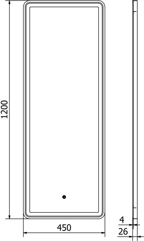 Mexen Coro verlichte badkamerspiegel 45 x 120 cm, LED 6000K, antivmist, zwarte lijst - 9817-045-120-611-70