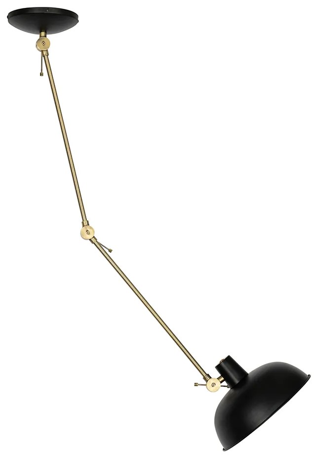 Retro plafondlamp zwart met brons - Milou