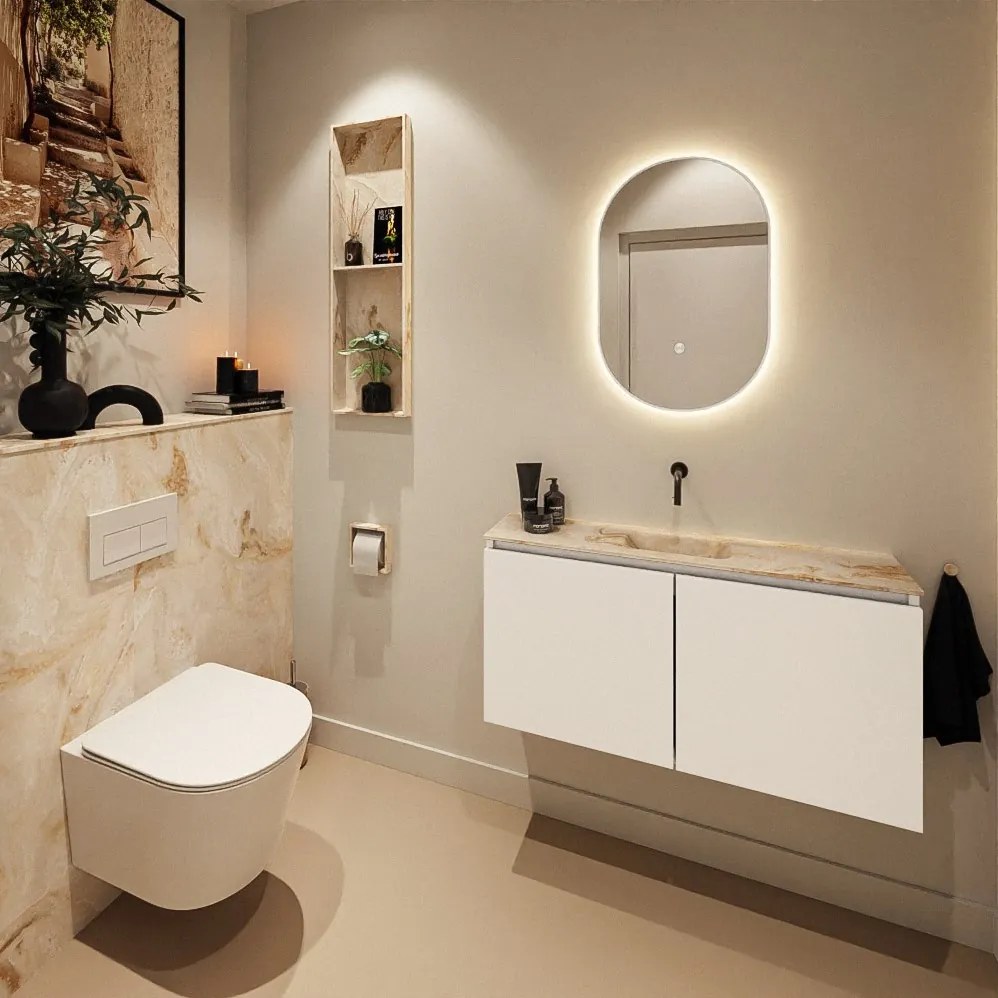 Mondiaz Hope toiletplaat solid surface 100x125cm frappe niet voorgeboord