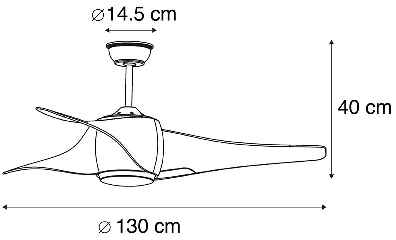 Moderne Plafondventilator met lamp zwart met afstandsbediening incl. LED - Sirocco 50 Modern rond Binnenverlichting Lamp