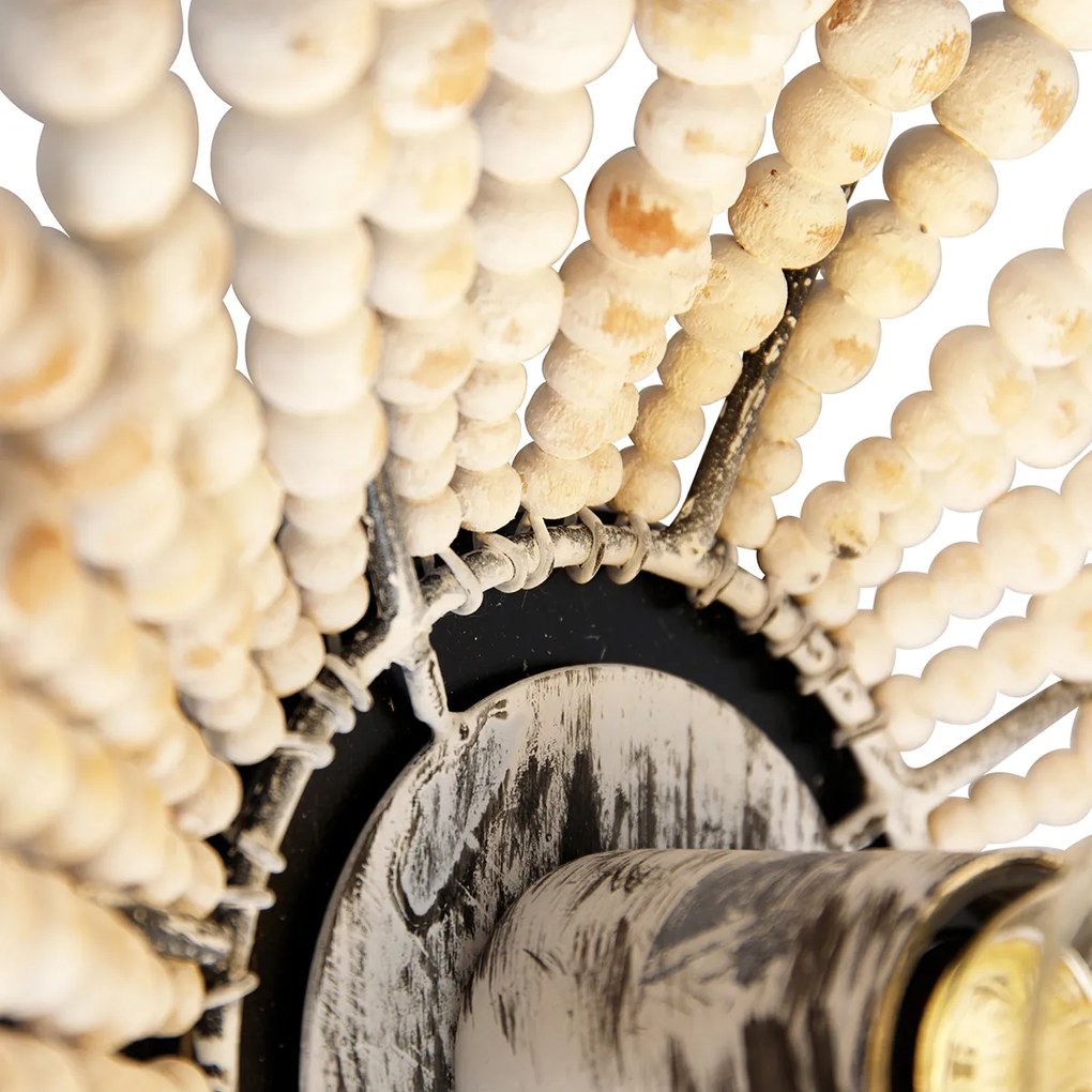 Oosterse wandlamp beige met kralen - Moti