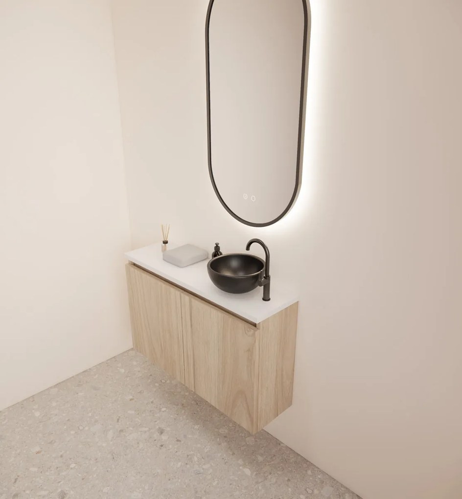 Gliss Design Echo toiletmeubel 80cm kastanje met toppaneel wit mat
