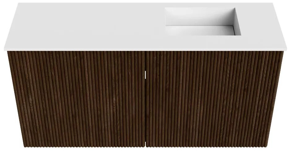 Mondiaz Joya 80cm toiletmeubel walnut met wastafel faye rechts 1 kraangat talc