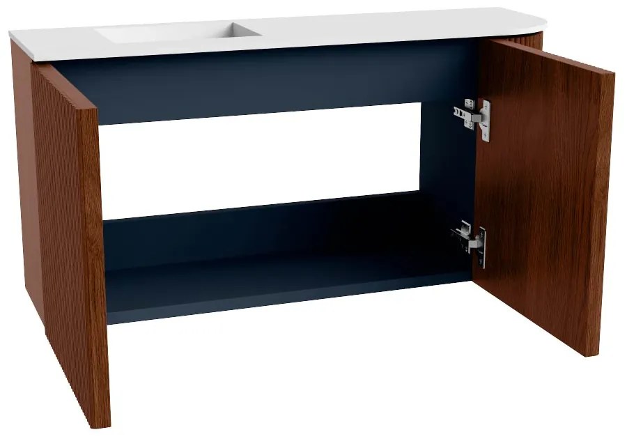 Mondiaz Joya 80cm toiletmeubel ronding rechts ruby met wastafel faye links 1 kraangat talc