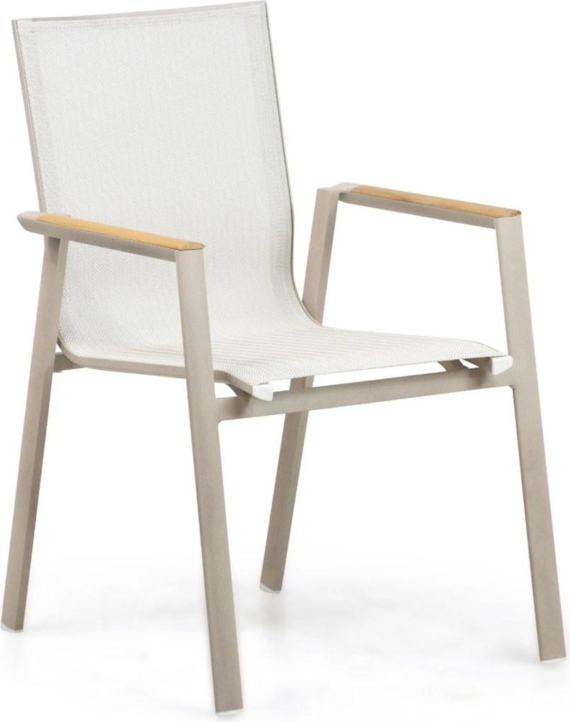 Tuinset Ronde Tuintafel 4 personen 120 cm Aluminium Zand/Beige Lifestyle Garden Furniture Fiora/Rockville
