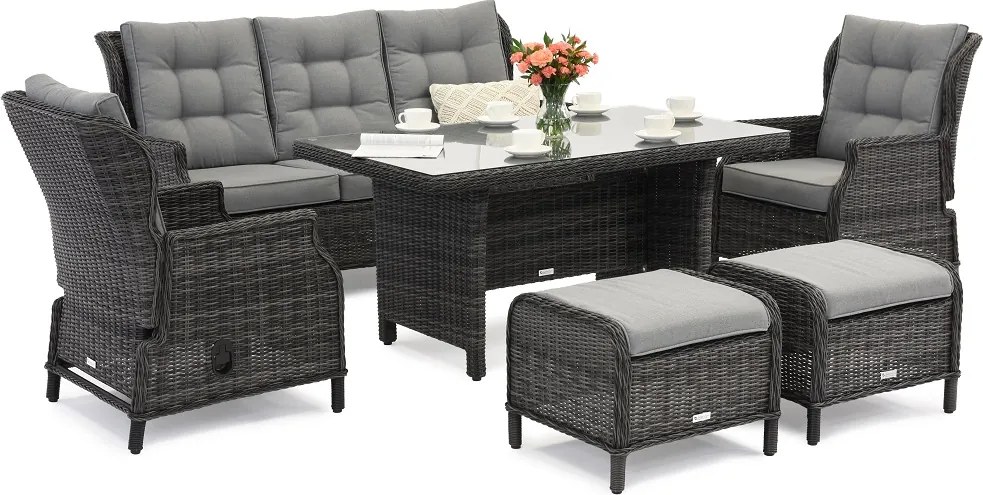 Malaga Apetito 5 antraciet tuinmeubelen met Garden Point poefs